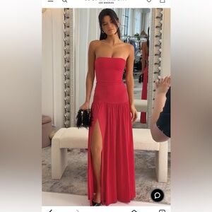 Lucy in the Sky Red Strapless Drop Waist Maxi Dress medium NWT!